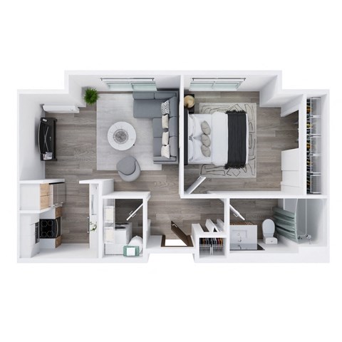 Harbor Sky Apartments in Portland, Oregon 1x1 B Floor Plan